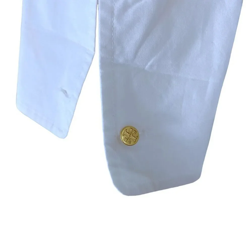 Tory Burch Ivory Eyelet Patchwork Button Down 3/4 Sleeve Shirt